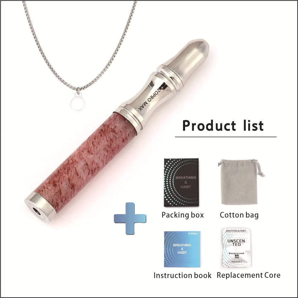 Natural crystal stone double-layer flat mouth respirator pendant necklace for anxiety relief – amethyst colour with gift box and replacement core