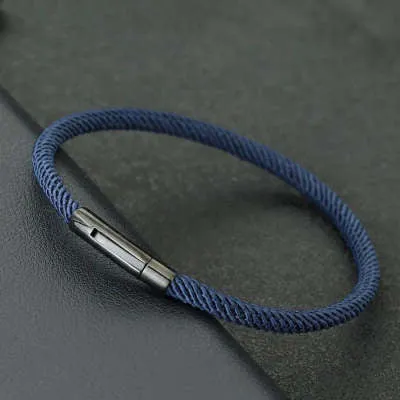 Couple wearable lucky beads simple woven hand strap bracelet in black, gold plating, 4mm style, 21.5cm length