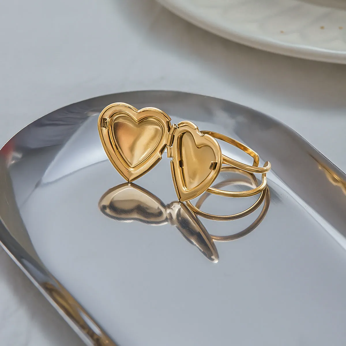 Stainless Steel Love Heart-shaped Ring for Women Electroplating Finish Fashion Jewellery JDRW2409013 JDRW2409013S