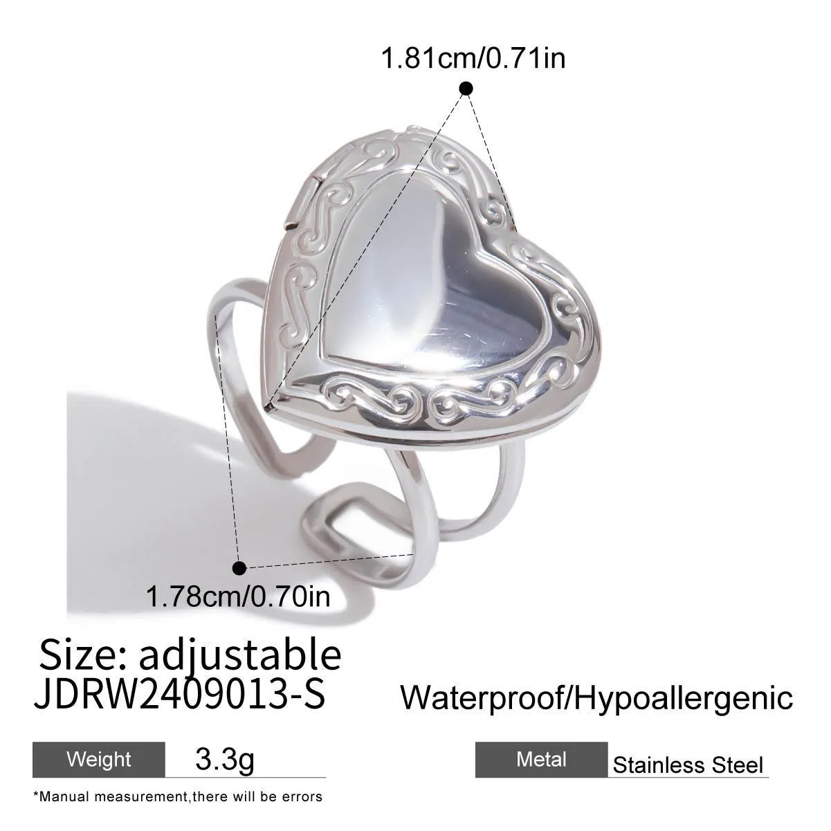 Stainless Steel Love Heart-shaped Ring for Women Electroplating Finish Fashion Jewellery JDRW2409013 JDRW2409013S