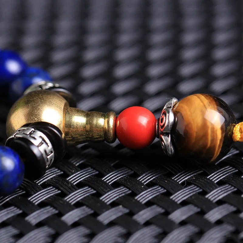 Natural lapis lazuli stone 108 prayer bracelet with animal or zodiac motif beads