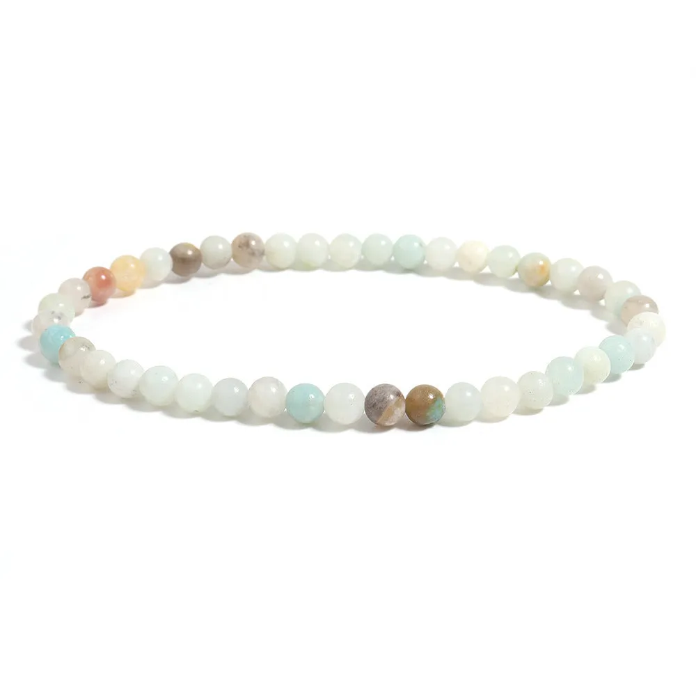 Handmade bohemian bracelet with colourful natural Amazon stone beads, shiny finish, unisex design