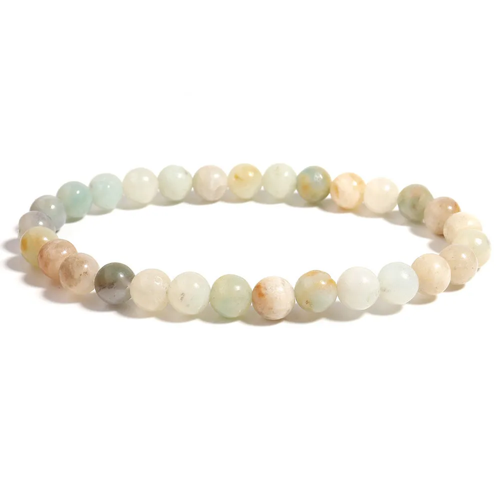 Handmade bohemian bracelet with colourful natural Amazon stone beads, shiny finish, unisex design