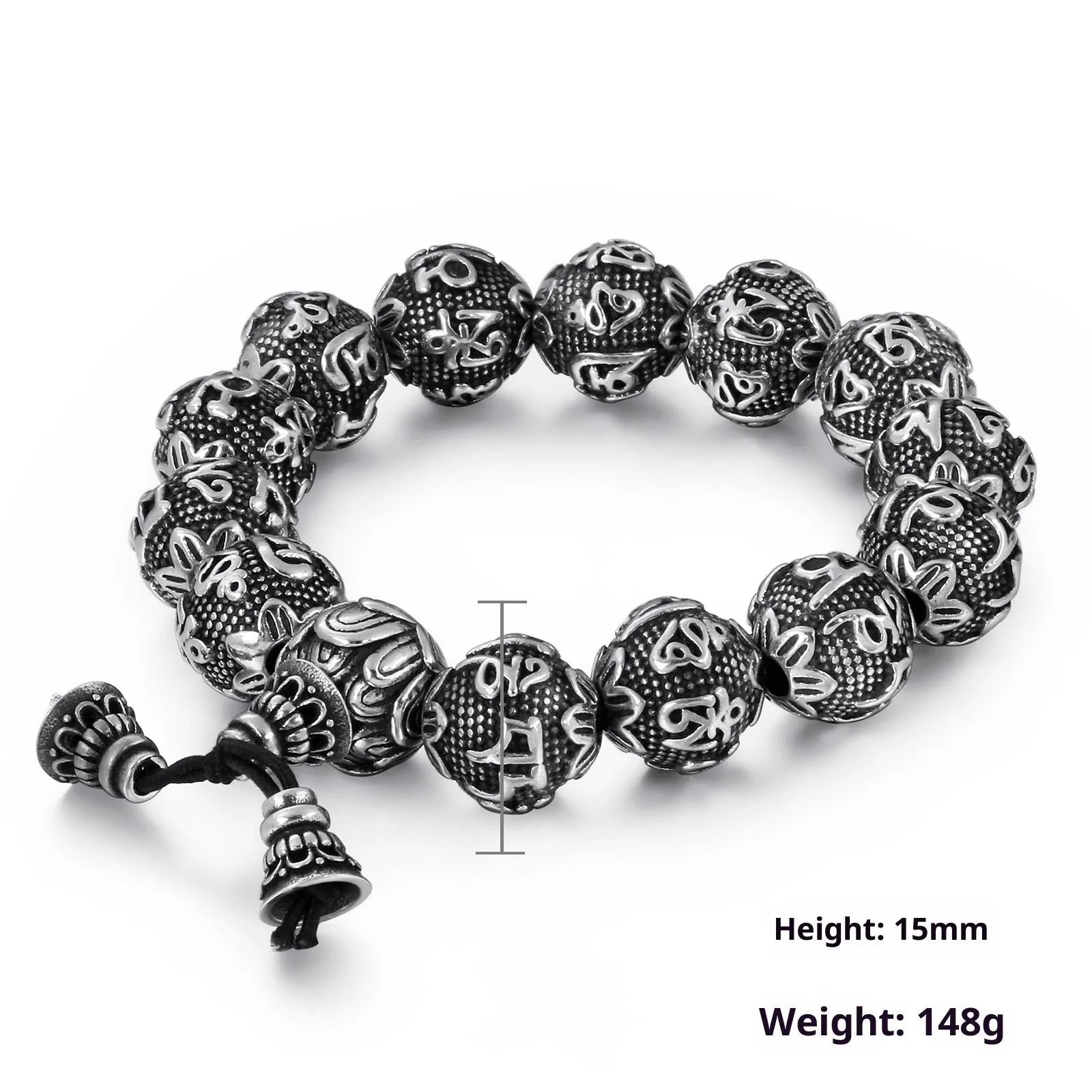 Titanium steel cast unisex bracelet with engraved text in 13mm width on plain background