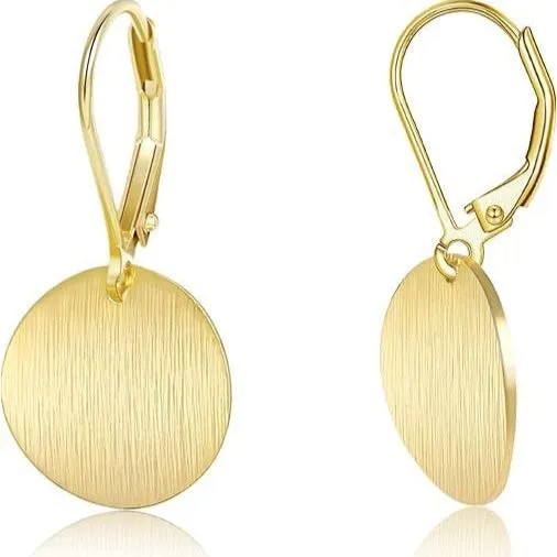 Copper heart shape droplet wafer earrings for women gold colour electroplated finish