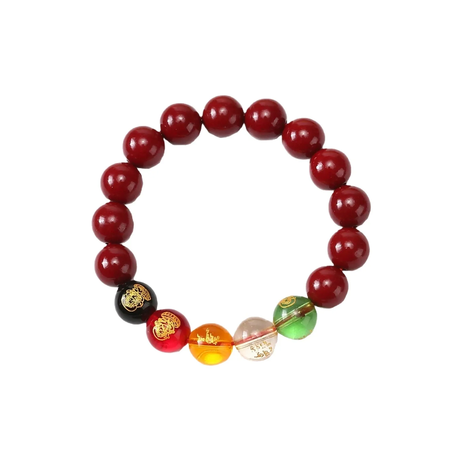 Five Gods of Wealth cinnabar resin bracelet unisex geometry beads 8mm 10mm 12mm 14mm size options