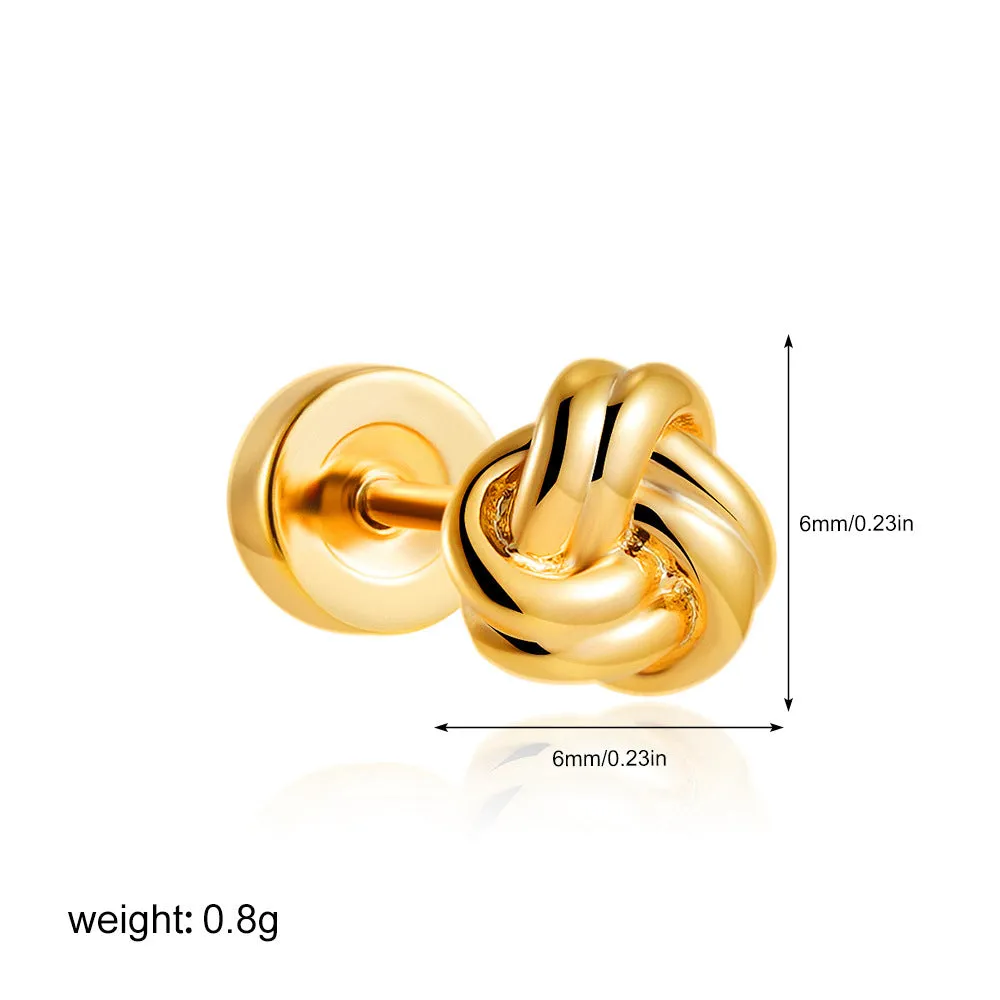 Titanium steel mini ear bone stud with electroplated gold finish and zircon crystal accent in geometric shape