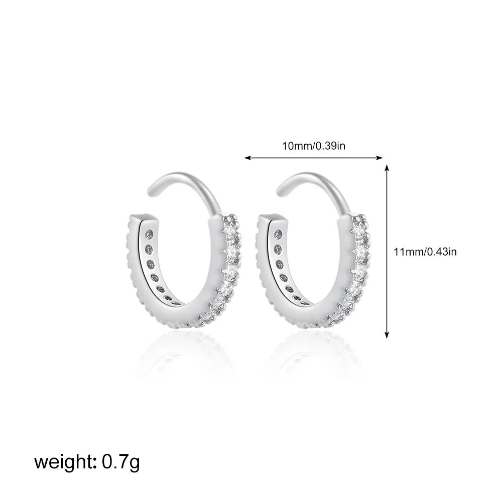 Titanium steel mini ear bone stud with electroplated gold finish and zircon crystal accent in geometric shape