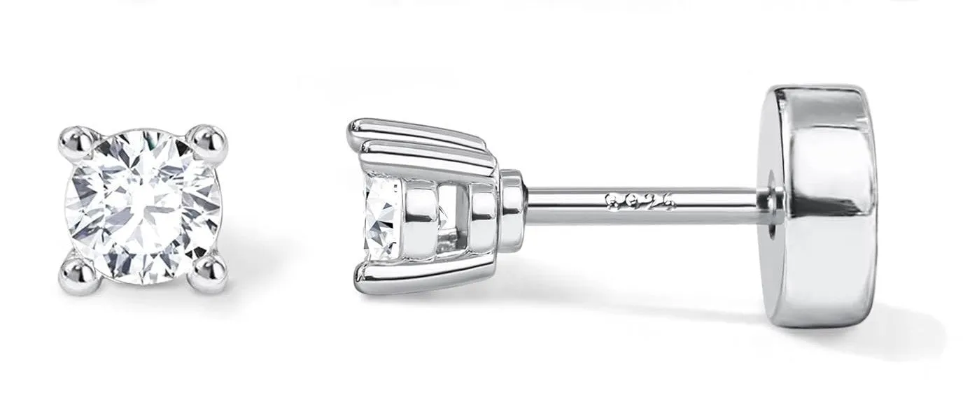 Titanium steel mini ear bone stud with electroplated gold finish and zircon crystal accent in geometric shape