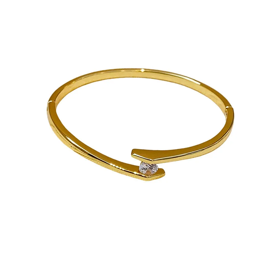 Gold real gold-plated round zirconia bracelet for women on copper base, light luxury style