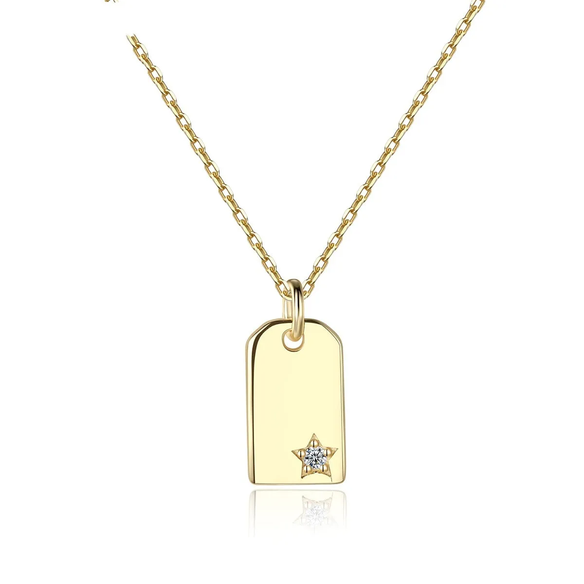 Square small hangtag necklace 925 sterling silver pendant women's cross chain geometric cold wind