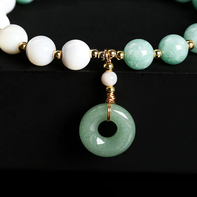 Women's blue Burma jade bracelet with geometric design and horseshoe screw safety buckle