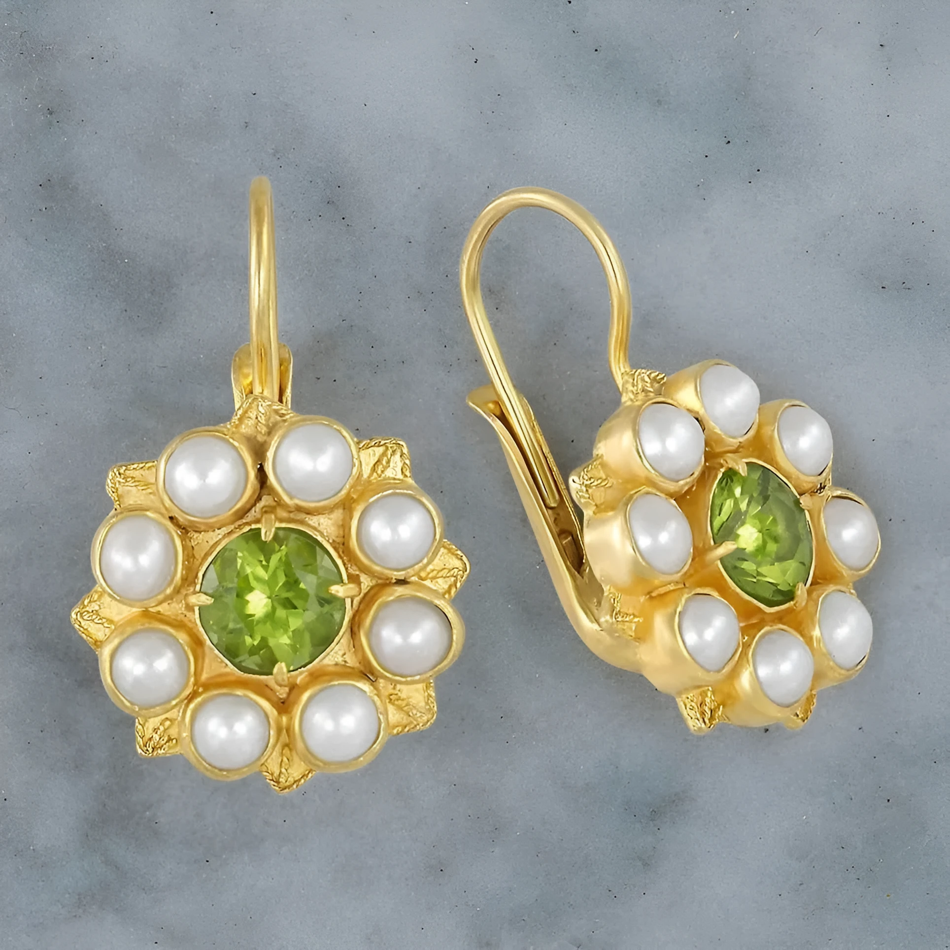 Retro golden flower earrings with electroplated finish and alloy construction