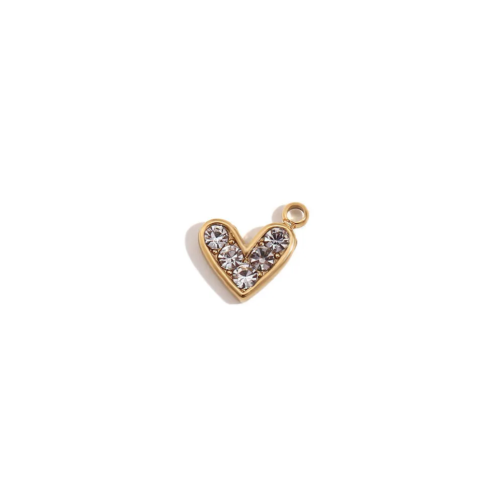 18K gold mini pendant with micro inlay colourful crystals on stainless steel base, geometric shape