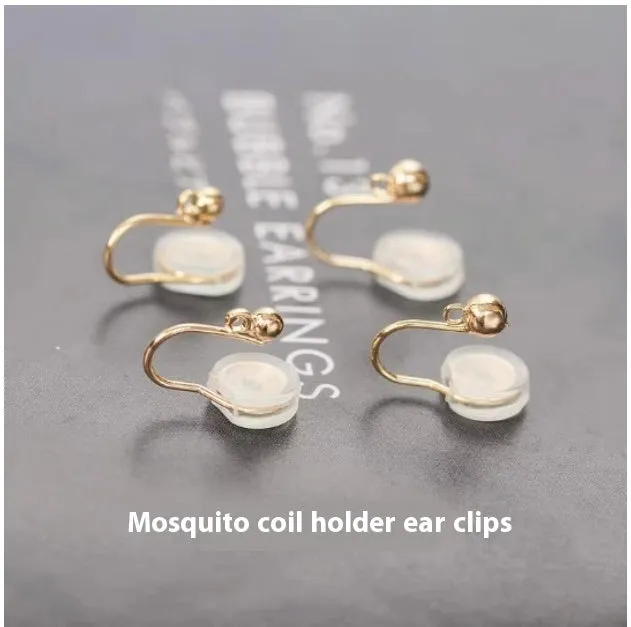 Silver plated gradient colour amethyst water drop tassel ear studs with flower core pattern on white background