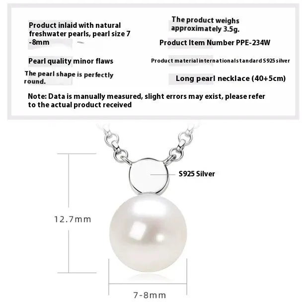 Women's 925 silver pendant necklace with pearl inlay and rhinestone accents in gold finish