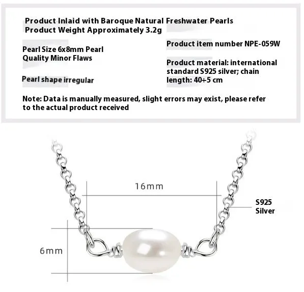 Women's 925 silver pendant necklace with pearl inlay and rhinestone accents in gold finish