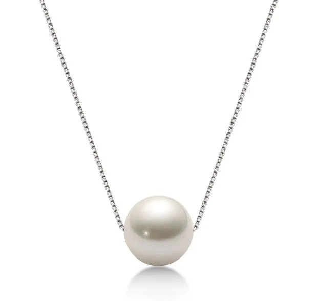 Women's 925 silver pendant necklace with pearl inlay and rhinestone accents in gold finish