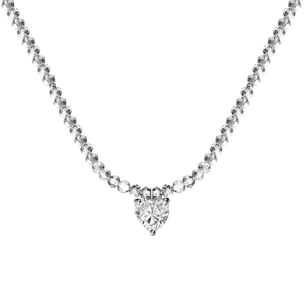 925 sterling silver heart necklace for women platinum black pendant