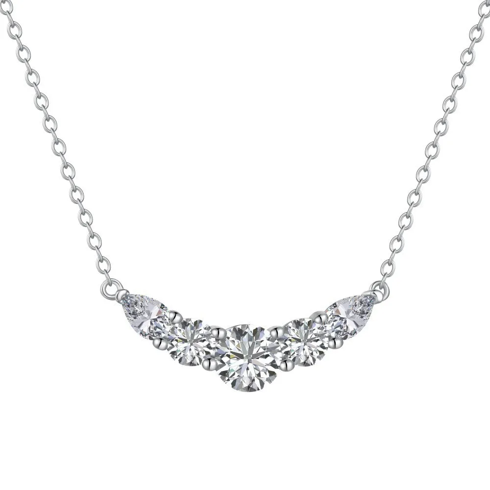 925 sterling silver necklace with zircon inlay platinum colour for women pendant chain