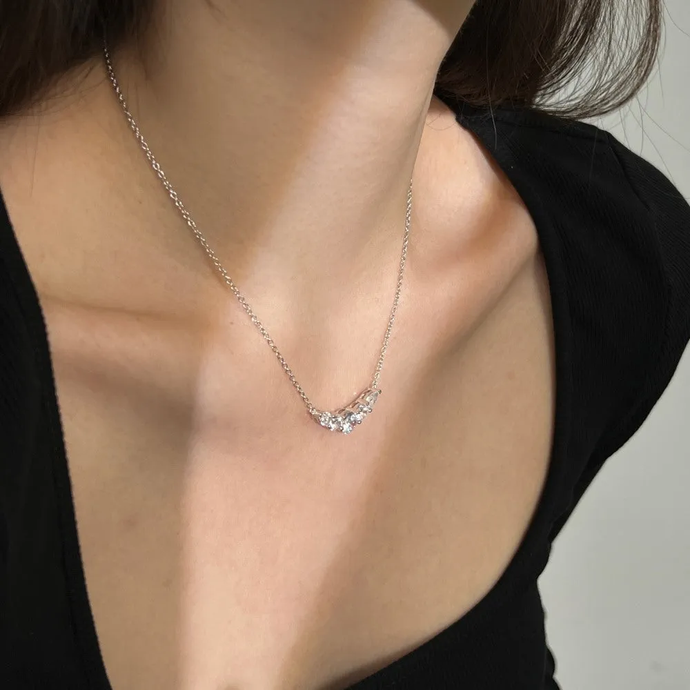 925 sterling silver necklace with zircon inlay platinum colour for women pendant chain