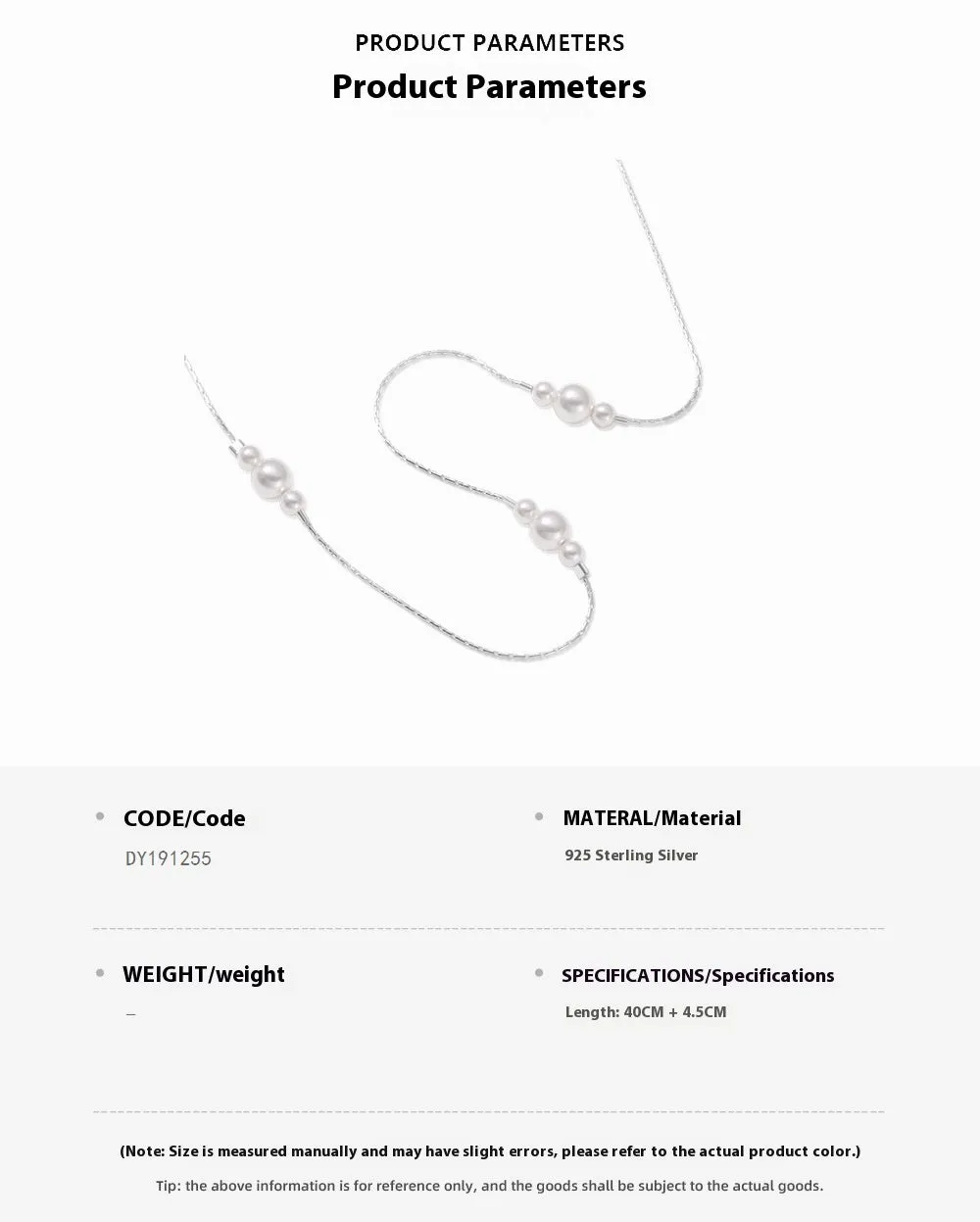 Women's 925 sterling silver pearl necklace in silver colour with round pendant, light luxury style