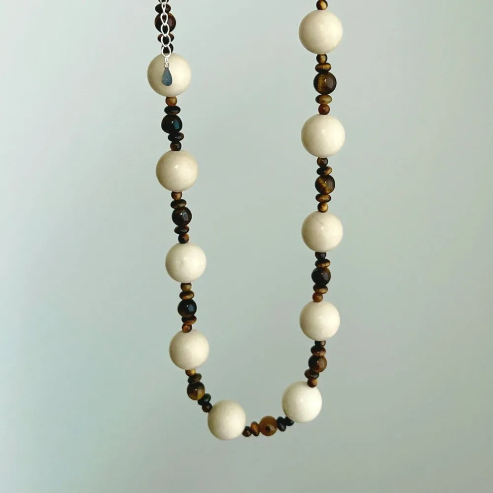 Round beads 925 silver necklace for women with electroplated silver finish