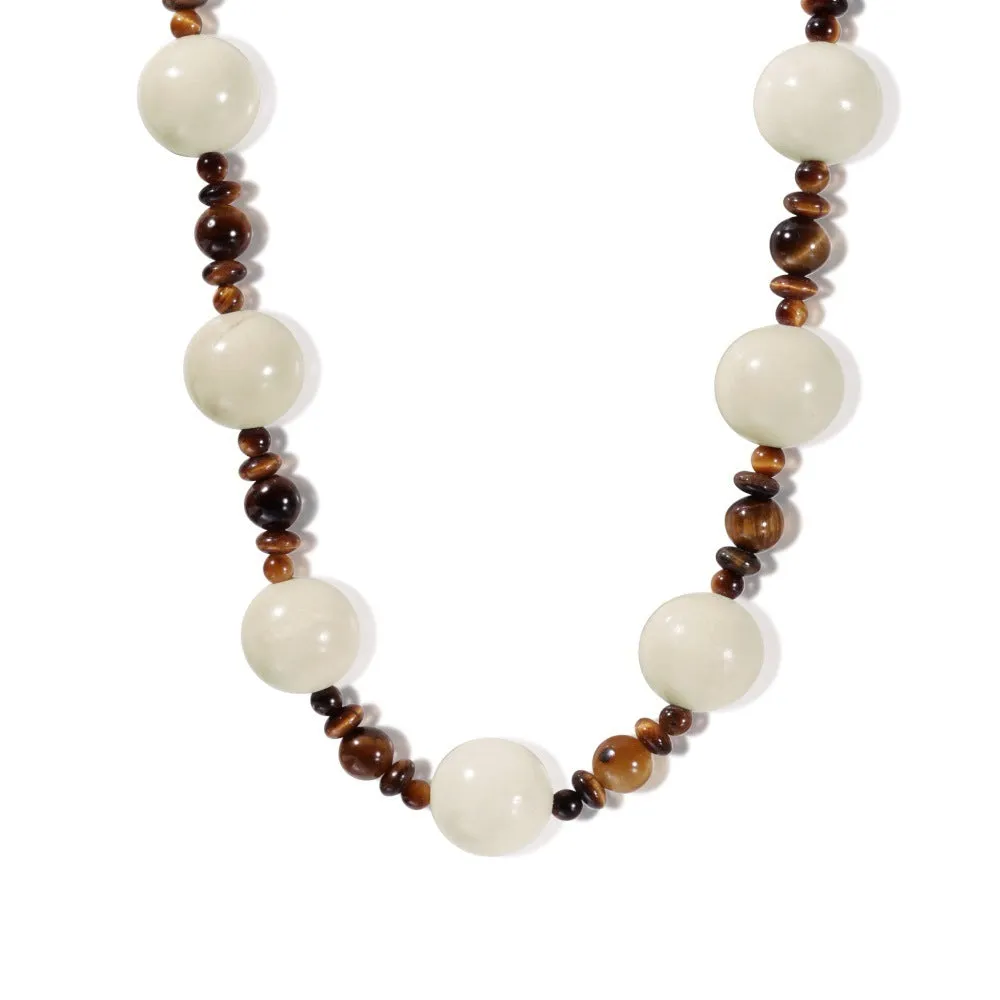 Round beads 925 silver necklace for women with electroplated silver finish