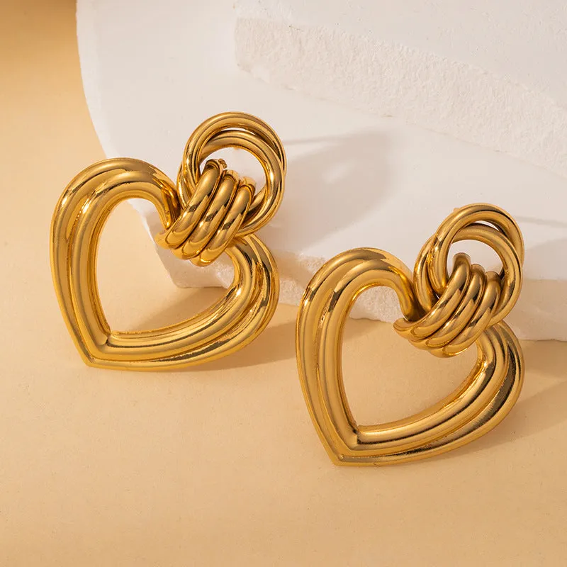 Stainless steel earrings for women electroplated geometric simple style 0730 on a white background
