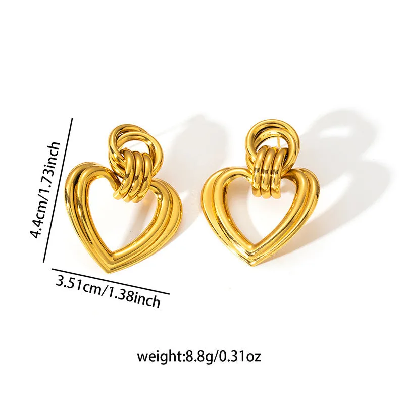 Stainless steel earrings for women electroplated geometric simple style 0730 on a white background