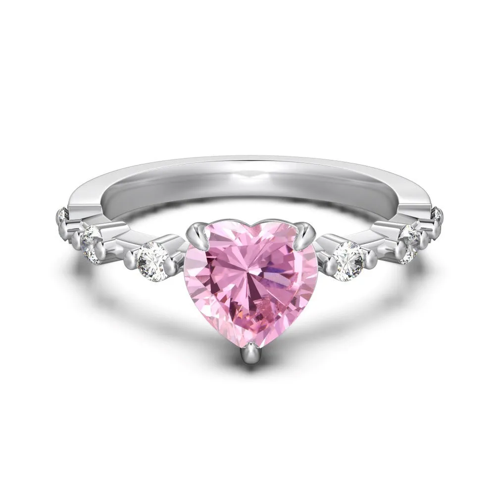 French S925 sterling silver heart-shaped ring for women in silver colour, sweet love style