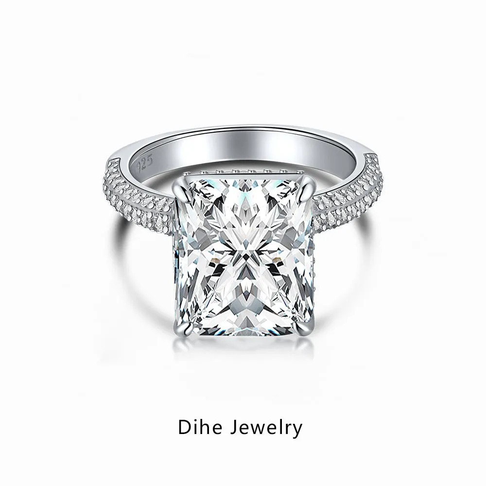 S925 sterling silver ring square candy geometric shape platinum colour for women US sizes 5-9