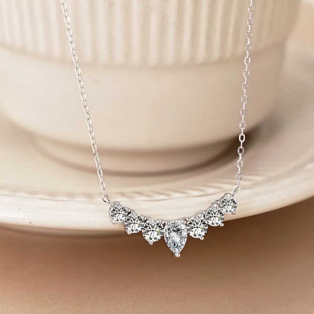 925 sterling silver necklace with colourful water drop zircon pendant and adjustable clavicle chain