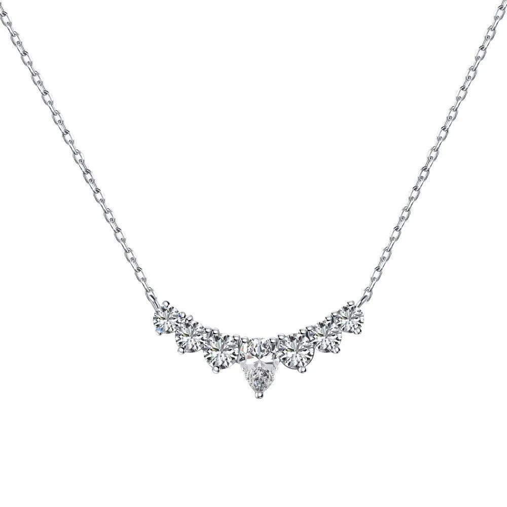925 sterling silver necklace with colourful water drop zircon pendant and adjustable clavicle chain