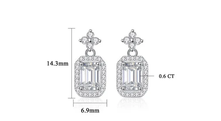 Pair of rectangular 925 silver women's earrings with electroplated finish, MSE23040303