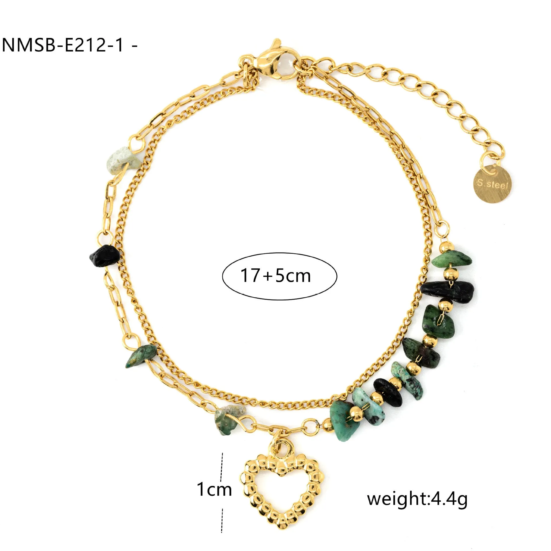 Niche Ins natural stone and freshwater pearl bracelet in stainless steel with 18K electroplating, geometric design, multiple colour options