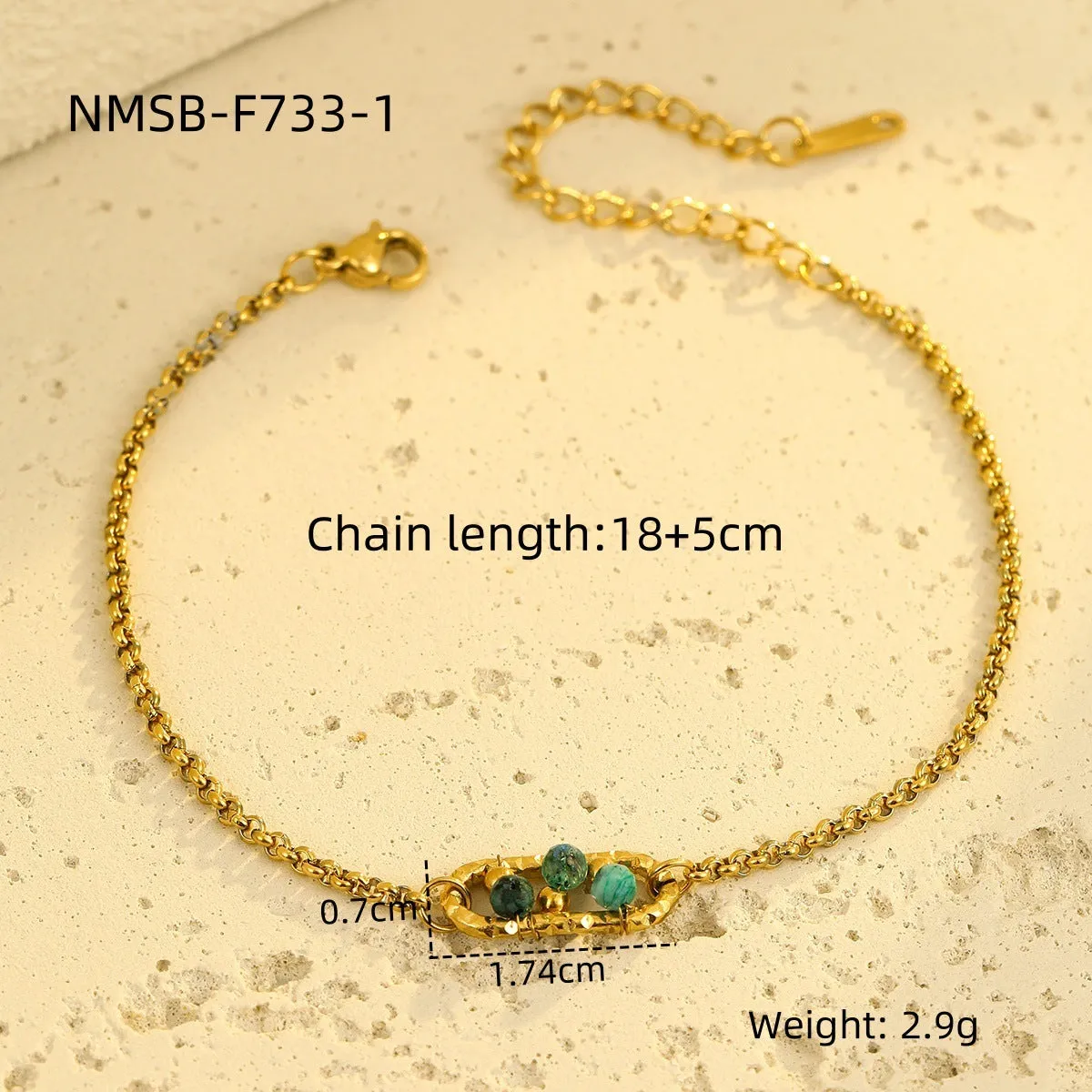 Niche Ins natural stone and freshwater pearl bracelet in stainless steel with 18K electroplating, geometric design, multiple colour options