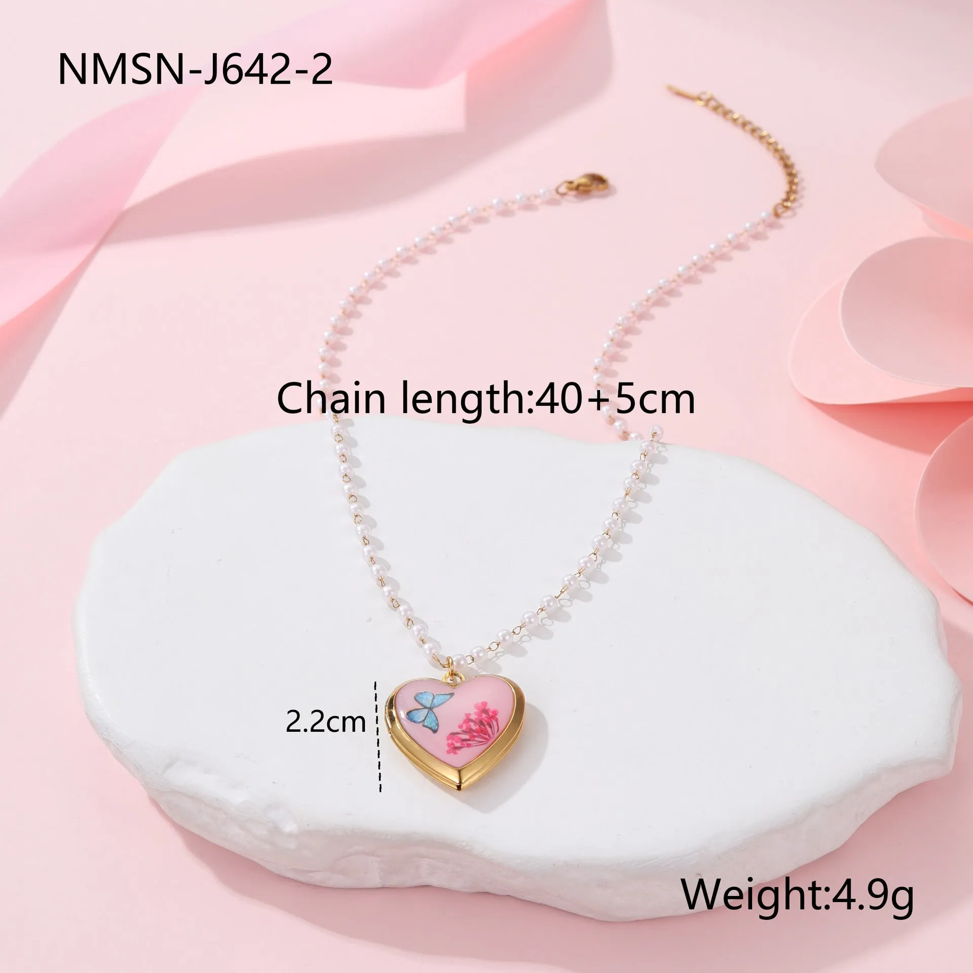 18K gold electroplated stainless steel love photo box necklace on display, geometric pendant, four colour options available