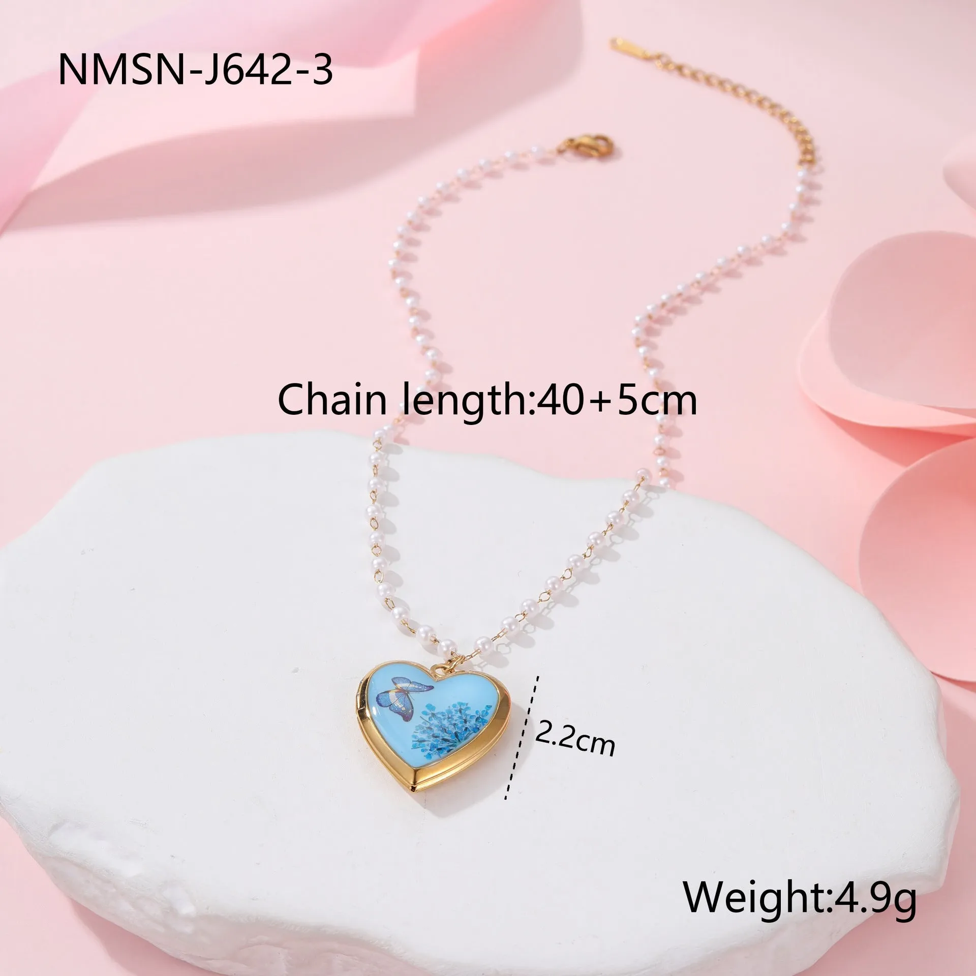 18K gold electroplated stainless steel love photo box necklace on display, geometric pendant, four colour options available