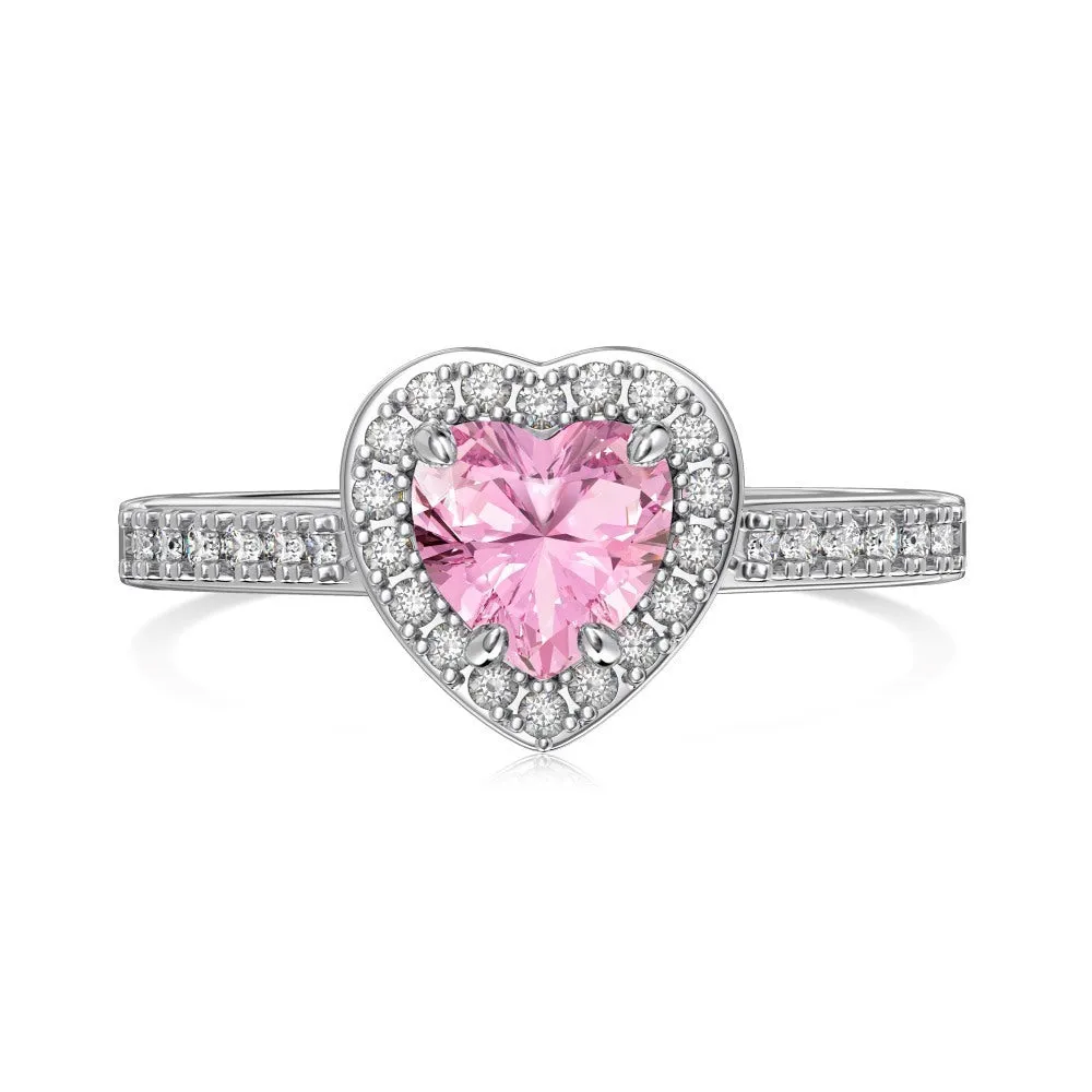 S925 sterling silver ice flower cut zircon inlaid ring with platinum electroplating on white background