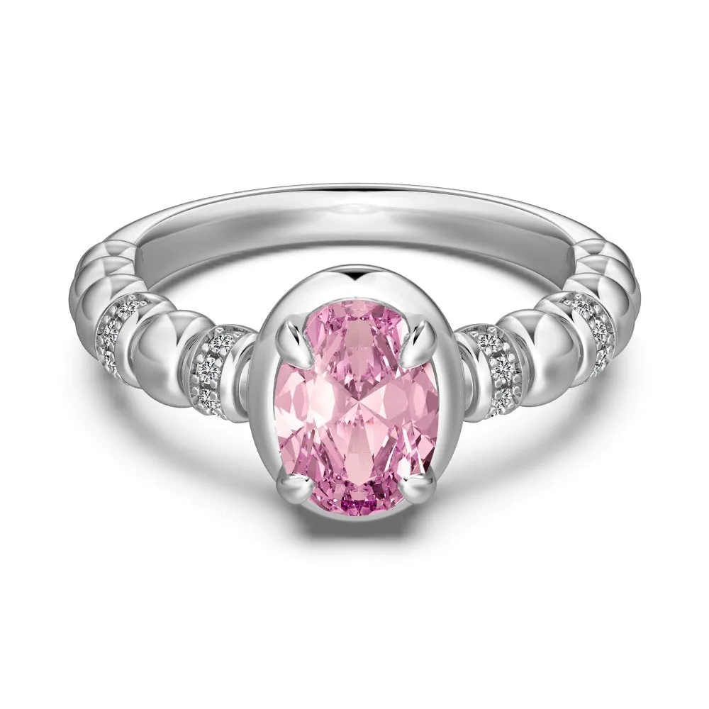 S925 sterling silver ice flower cut zircon inlaid ring with platinum electroplating on white background