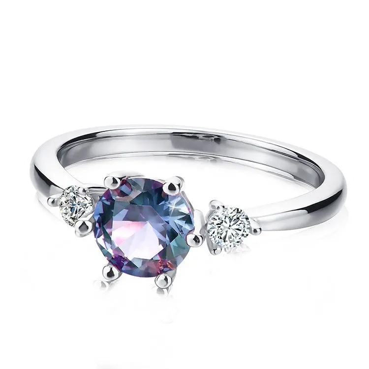 Women’s simple ring with Alexander Stone, available in 925 silver or copper, rose gold, white gold, or yellow gold finish