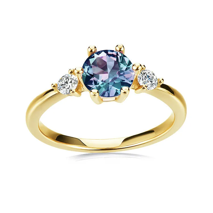 Women’s simple ring with Alexander Stone, available in 925 silver or copper, rose gold, white gold, or yellow gold finish