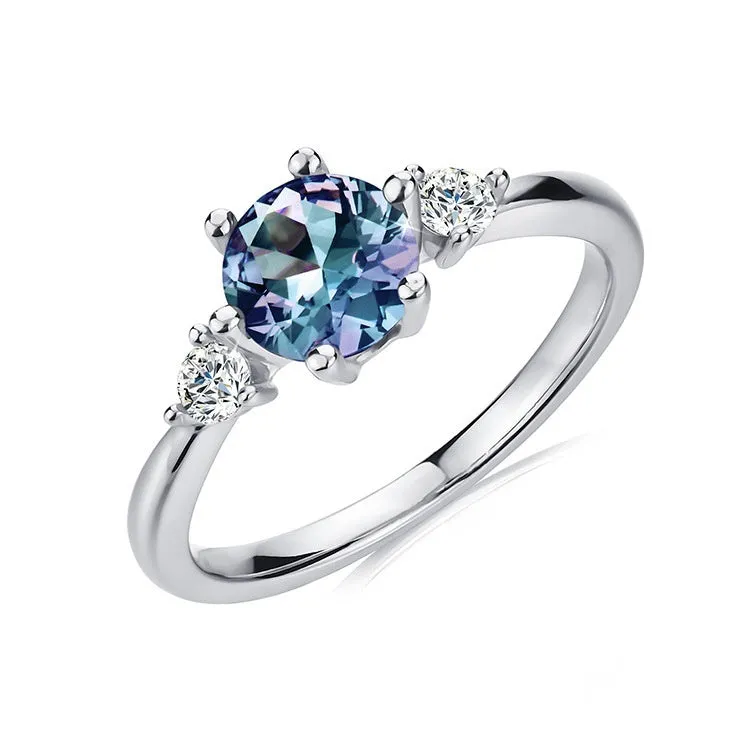 Women’s simple ring with Alexander Stone, available in 925 silver or copper, rose gold, white gold, or yellow gold finish