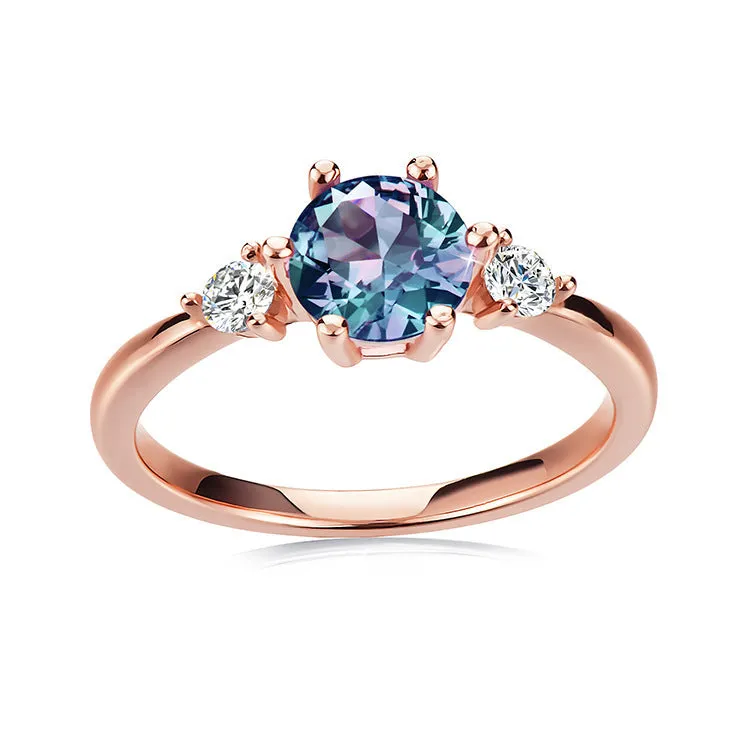 Women’s simple ring with Alexander Stone, available in 925 silver or copper, rose gold, white gold, or yellow gold finish
