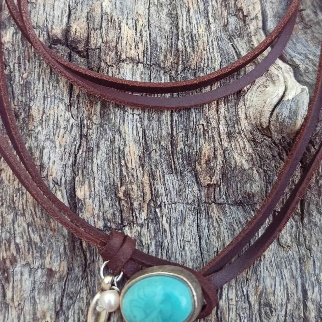 Bohemian vintage turquoise multi-layer geometric necklace with adjustable 41-50cm length for women