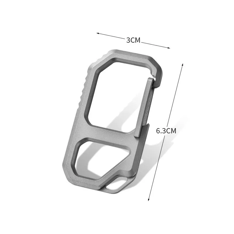 Creative EDC titanium alloy keychain survival tool with stainless steel ring, 18g, sand blasting finish