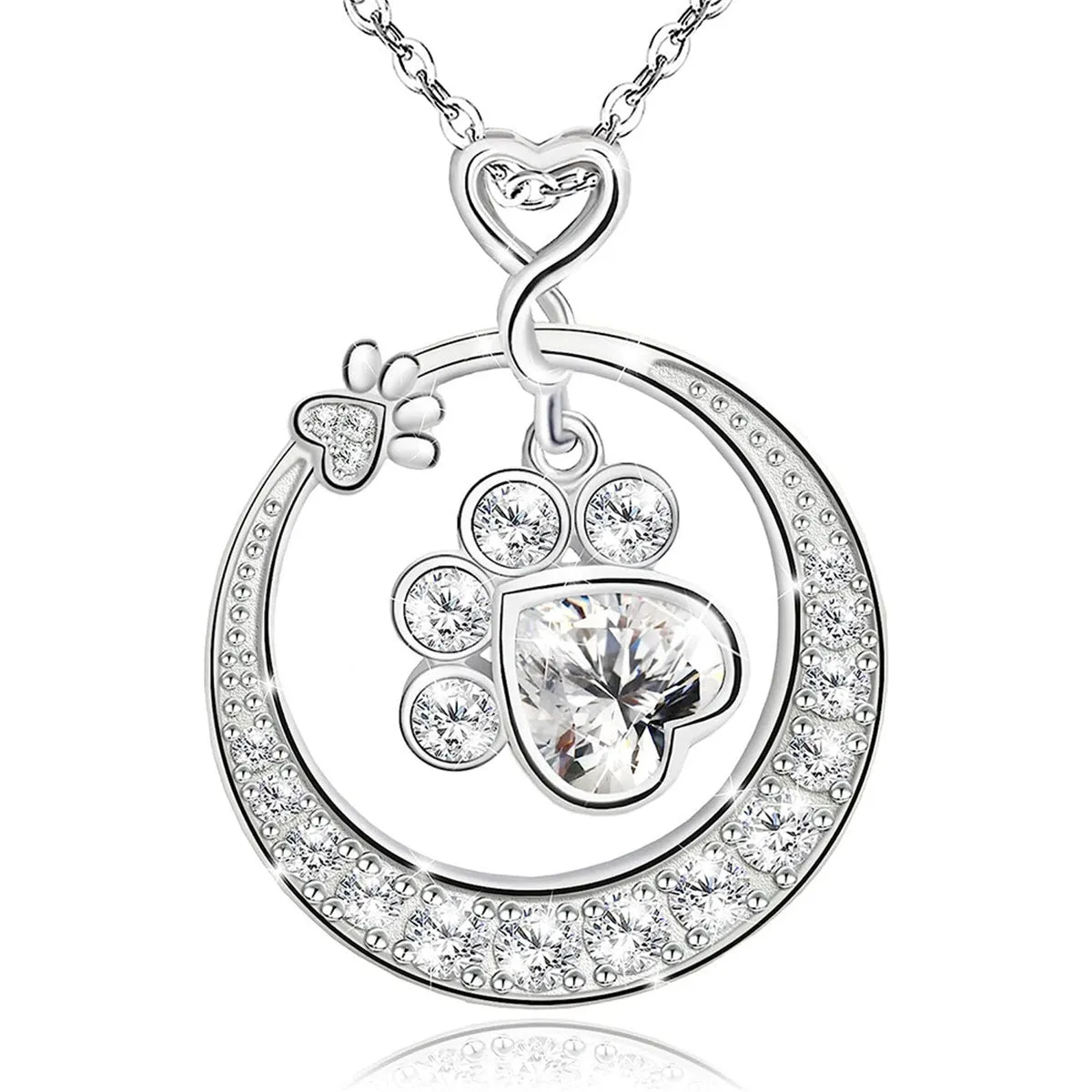 925 silver electroplated necklace with O-ring chain and heart and star motifs
