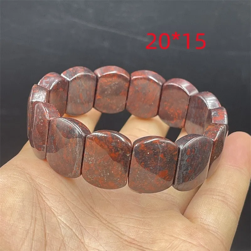 Bloodstone meteorite bracelet in quartz rock jade with modern simplicity design.