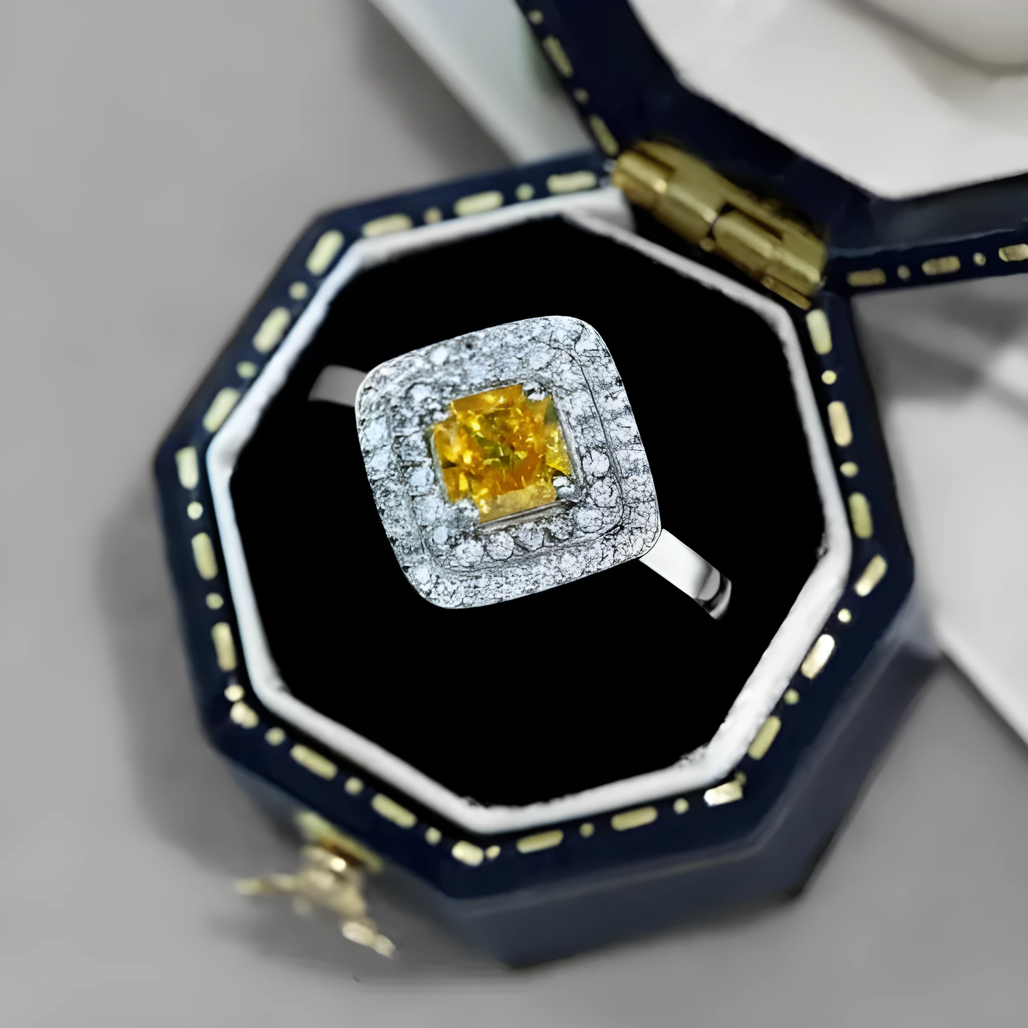 Sterling silver ring with yellow zircon stones in European American style for women sizes 6 to 9